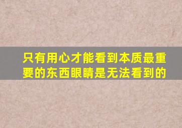 只有用心才能看到本质最重要的东西眼睛是无法看到的