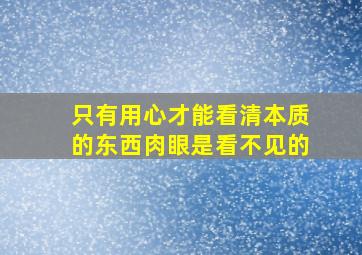 只有用心才能看清本质的东西肉眼是看不见的