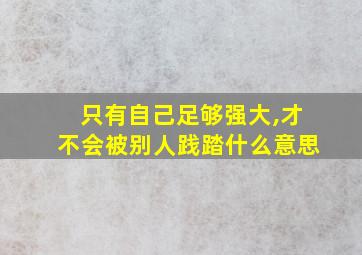 只有自己足够强大,才不会被别人践踏什么意思