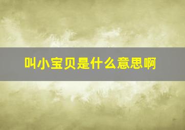 叫小宝贝是什么意思啊