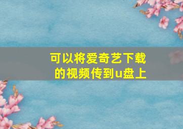 可以将爱奇艺下载的视频传到u盘上