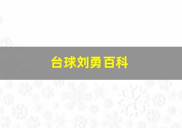 台球刘勇百科