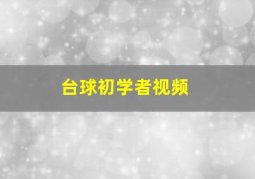 台球初学者视频