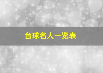 台球名人一览表