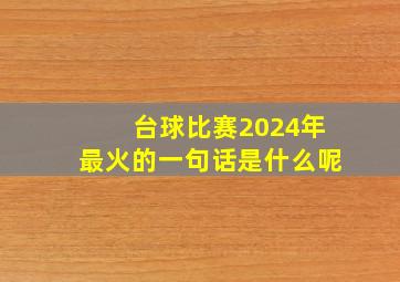 台球比赛2024年最火的一句话是什么呢