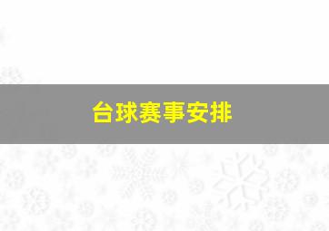 台球赛事安排