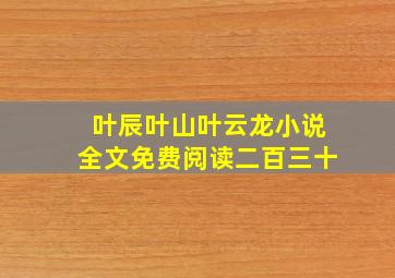 叶辰叶山叶云龙小说全文免费阅读二百三十