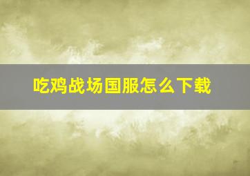 吃鸡战场国服怎么下载