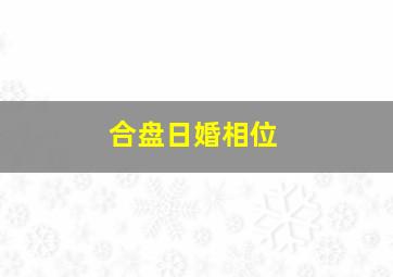 合盘日婚相位