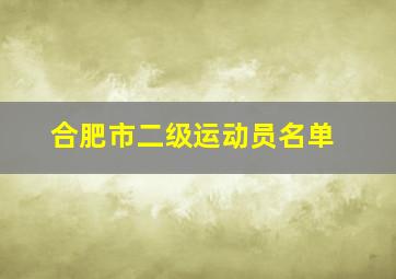 合肥市二级运动员名单