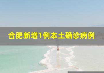 合肥新增1例本土确诊病例