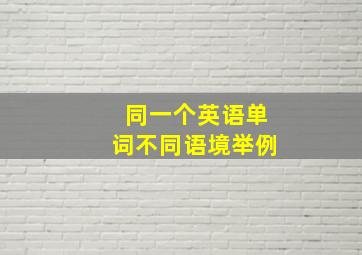 同一个英语单词不同语境举例