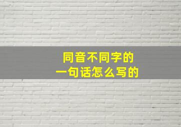 同音不同字的一句话怎么写的