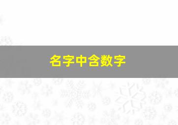 名字中含数字