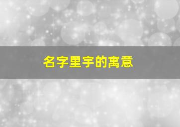 名字里宇的寓意