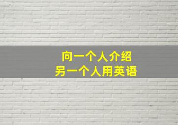 向一个人介绍另一个人用英语