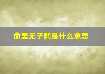 命里无子嗣是什么意思