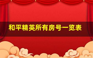 和平精英所有房号一览表