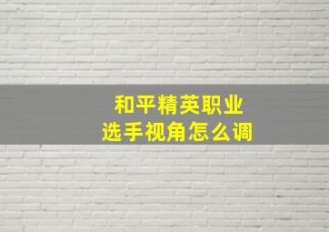 和平精英职业选手视角怎么调