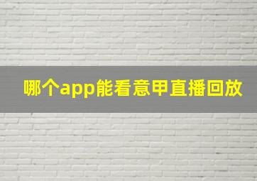 哪个app能看意甲直播回放