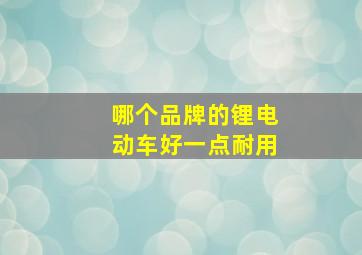 哪个品牌的锂电动车好一点耐用