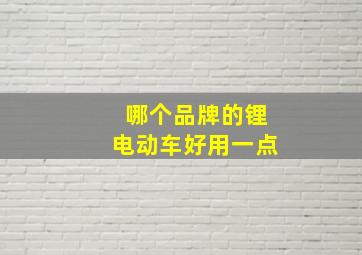 哪个品牌的锂电动车好用一点