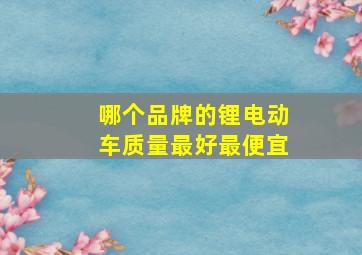 哪个品牌的锂电动车质量最好最便宜