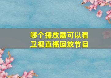 哪个播放器可以看卫视直播回放节目