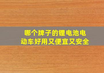 哪个牌子的锂电池电动车好用又便宜又安全