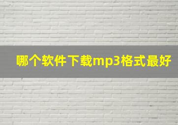 哪个软件下载mp3格式最好