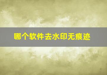 哪个软件去水印无痕迹