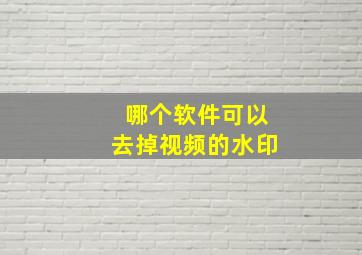 哪个软件可以去掉视频的水印