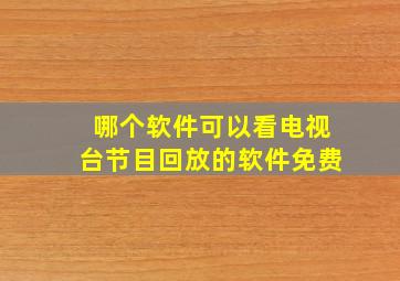 哪个软件可以看电视台节目回放的软件免费