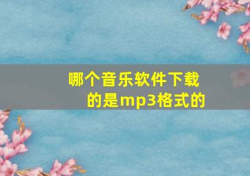 哪个音乐软件下载的是mp3格式的