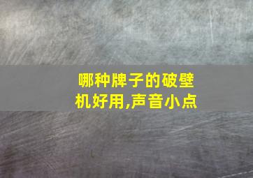 哪种牌子的破壁机好用,声音小点