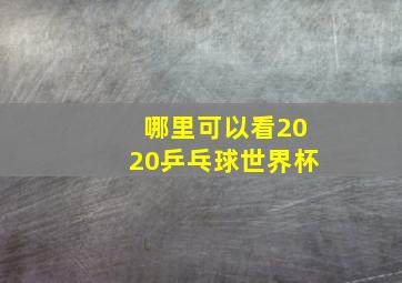 哪里可以看2020乒乓球世界杯