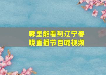 哪里能看到辽宁春晚重播节目呢视频