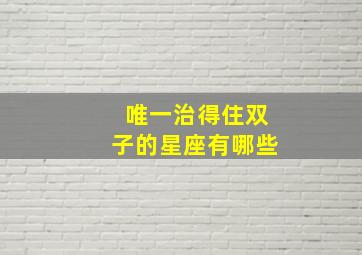 唯一治得住双子的星座有哪些