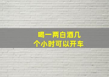 喝一两白酒几个小时可以开车