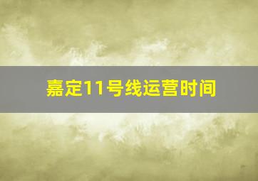 嘉定11号线运营时间