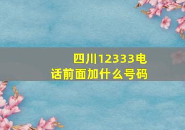 四川12333电话前面加什么号码