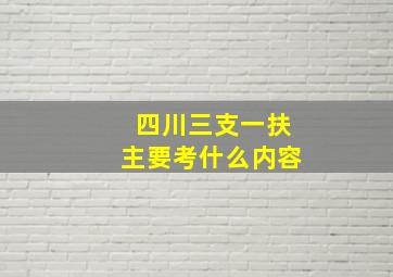 四川三支一扶主要考什么内容