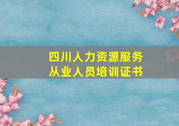 四川人力资源服务从业人员培训证书