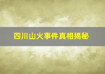 四川山火事件真相揭秘