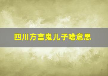 四川方言鬼儿子啥意思