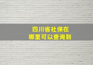 四川省社保在哪里可以查询到