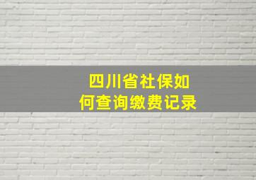 四川省社保如何查询缴费记录