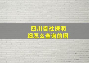 四川省社保明细怎么查询的啊