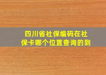 四川省社保编码在社保卡哪个位置查询的到