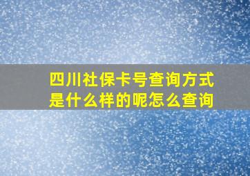 四川社保卡号查询方式是什么样的呢怎么查询